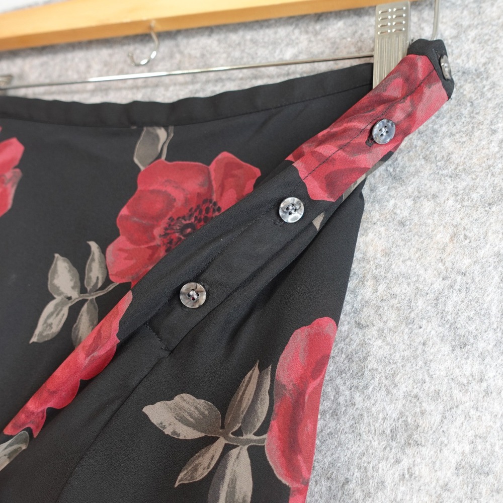Vintage 90s Limited Maxi Skirt S Black Floral Rose Chiffon Romantic Whimsigoth - Picture 4 of 9